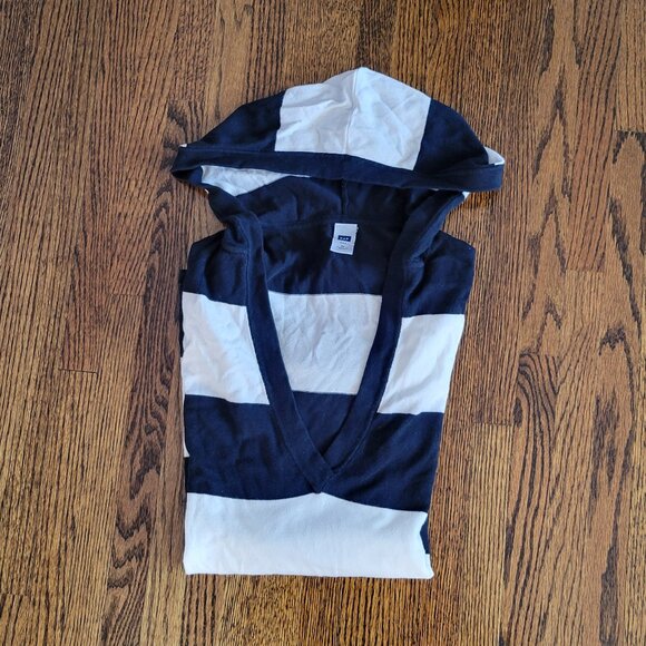 GAP Striped Hoodie Navy Blue White Women's Size M Lightweight - Picture 5 of 12